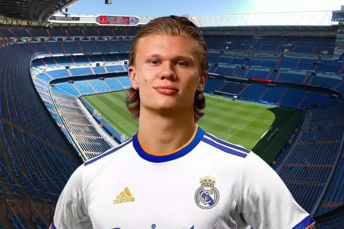Erling Haaland con la camiseta del Real Madrid