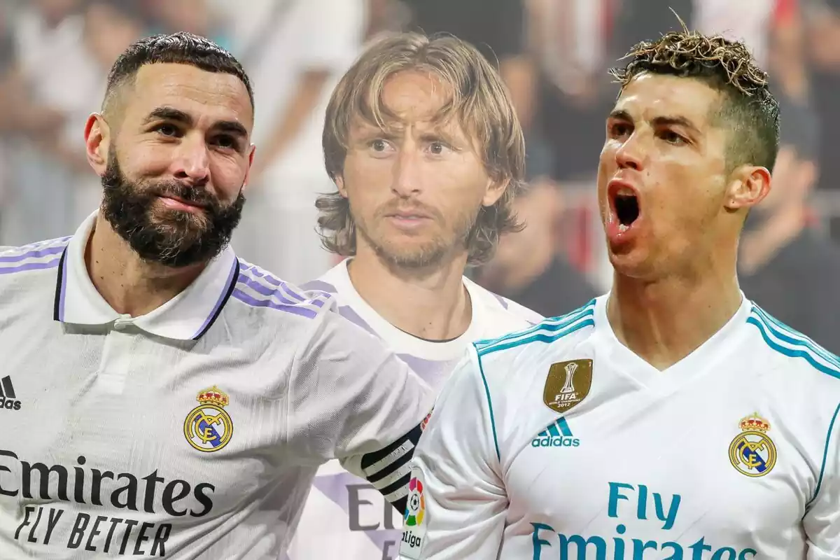 Montaje de Modric con Benzema y Cristiano Ronaldo