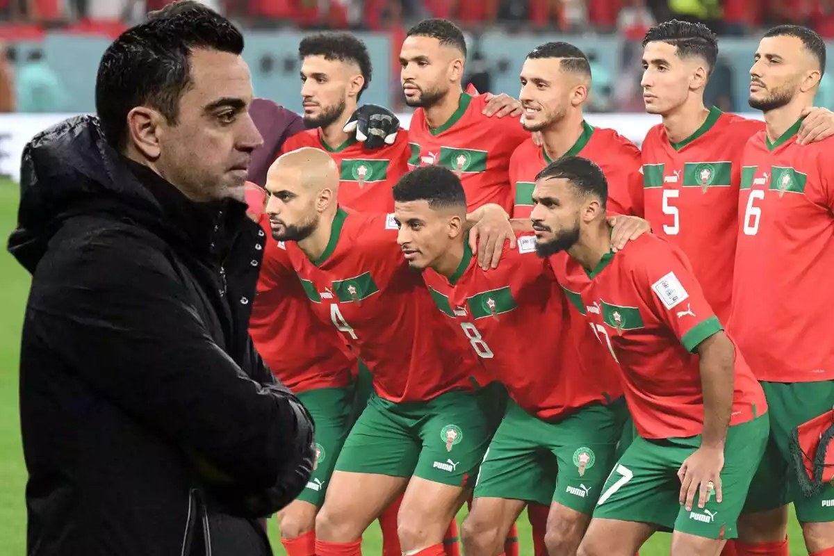 Montaje de Xavi con la Selección de Marruecos