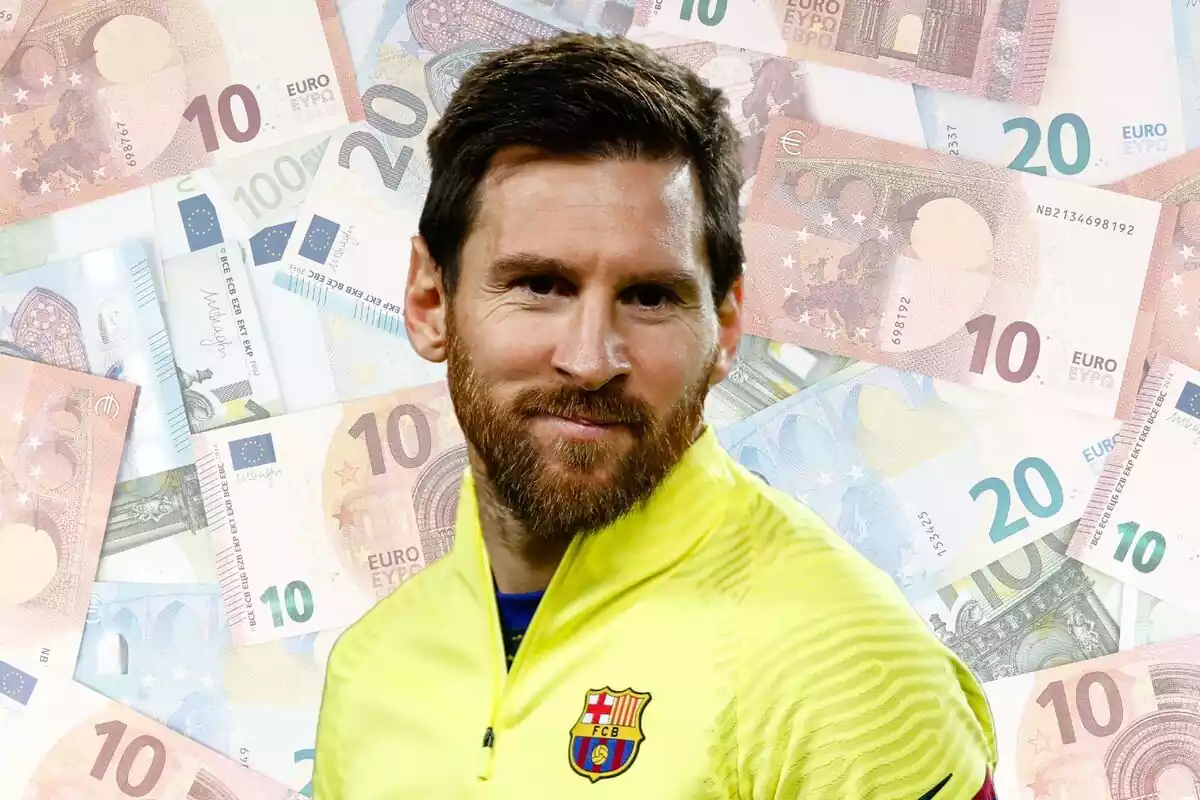 Montaje de Messi con dinero
