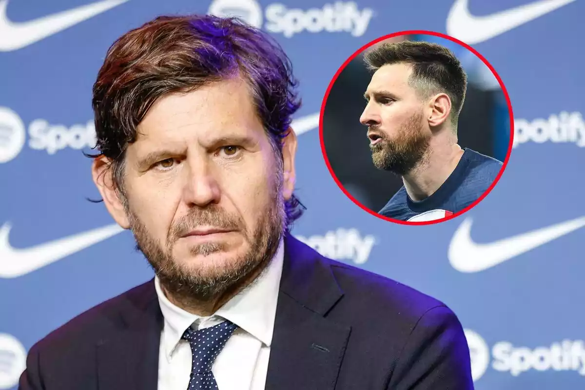Montaje de Mateu Alemany con Messi mirándole