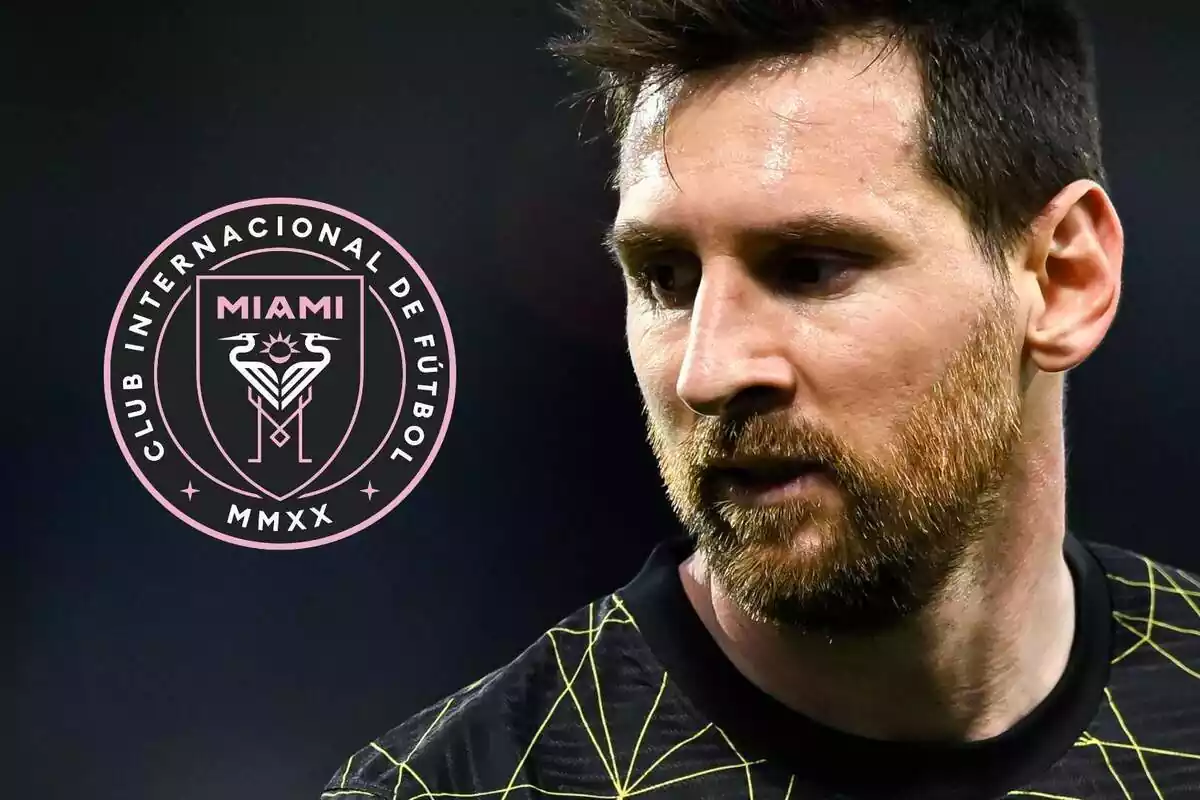 Montaje de Leo Messi con el escudo del Inter de Miami